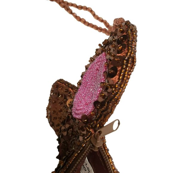 Rare Sanrio Deery-Lou Coin Purse Sequin Beaded Wrist Strap Brown Reindeer Pouch - Picture 7 of 14